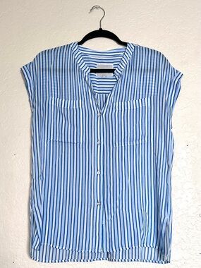 Rails Blue and White Striped Shirt, sz Small
